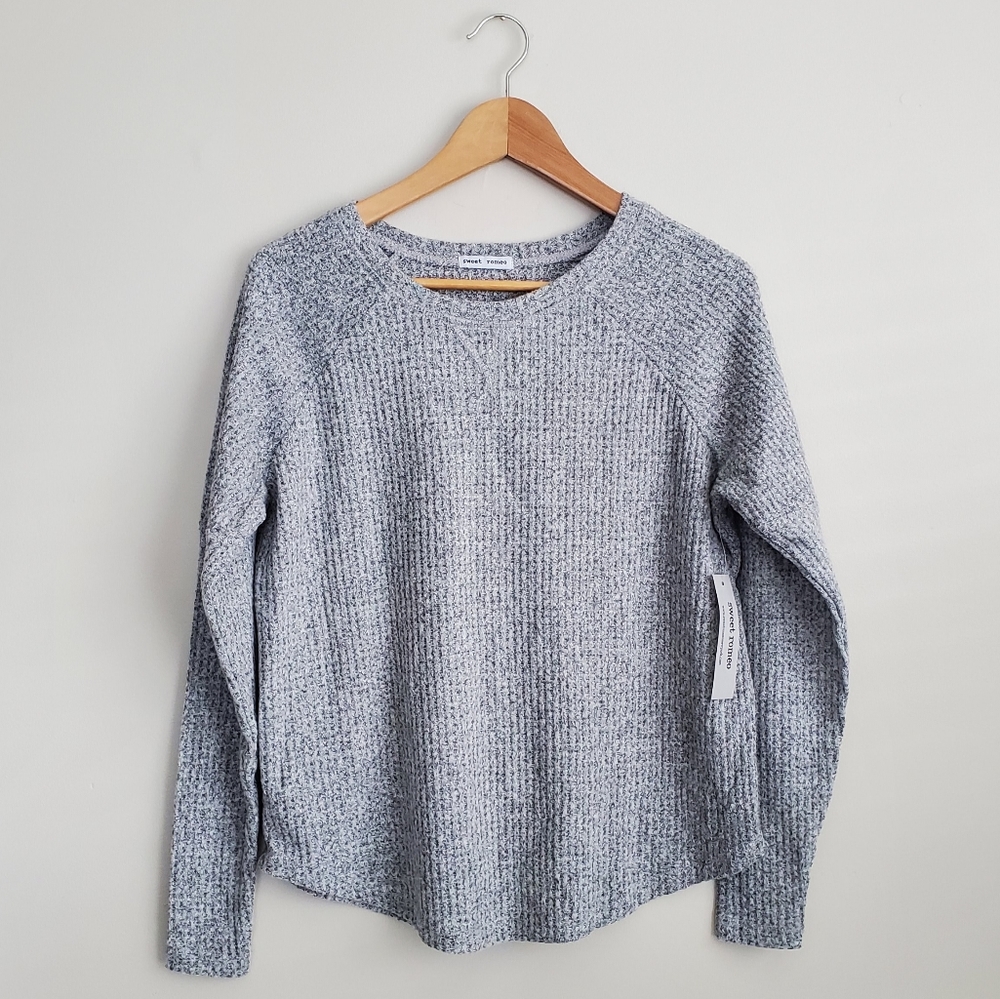 Nordstrom Sweet Romeo Top Thermal Sweater Long Sleeve Gray Size Small‎ NWT